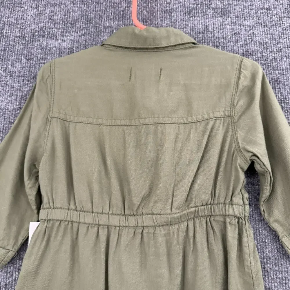 Old Navy Girls Shirt Dress Size 3T Olive Green Rayon Elastic Waist Military New